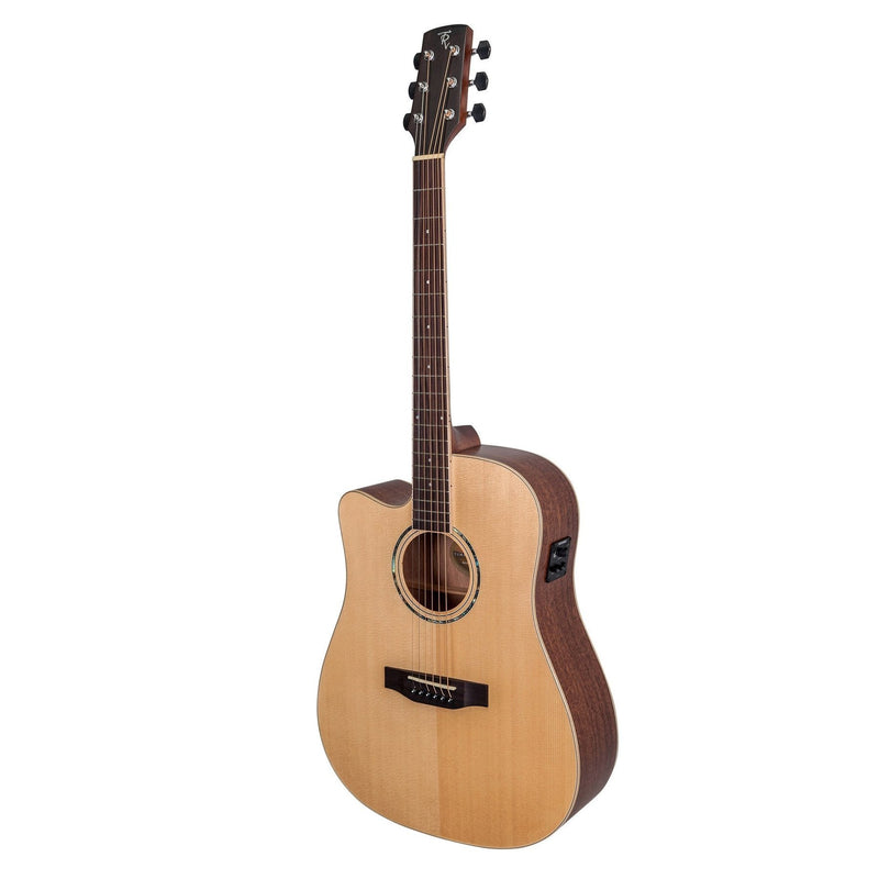 Timberidge '1 Series' Left Handed Spruce Solid Top Acoustic-Electric Dreadnought Cutaway Guitar (Natural Satin)-TRC-1L-NST
