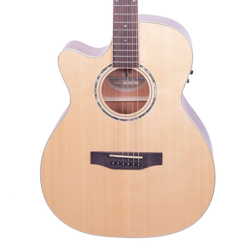 Timberidge '1 Series' Left Handed Spruce Solid Top Acoustic-Electric Small Body Cutaway Guitar (Natural Gloss)-TRFC-1L-NGL