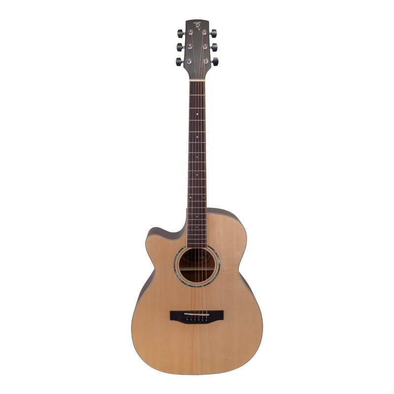 Timberidge '1 Series' Left Handed Spruce Solid Top Acoustic-Electric Small Body Cutaway Guitar (Natural Satin)-TRFC-1L-NST
