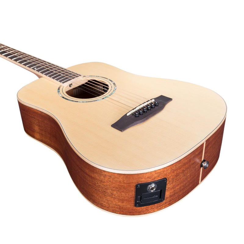 Timberidge '1 Series' Left Handed Spruce Solid Top Acoustic-Electric Traveller Mini Guitar (Natural Satin)-TRM-1L-NST