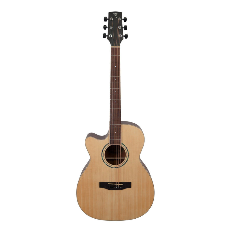 Timberidge '1 Series' Left Handed Spruce Solid Top & Mahogany Solid Back Acoustic-Electric Small Body Cutaway Guitar (Natural Satin)-TRFC-1SBPL-NST