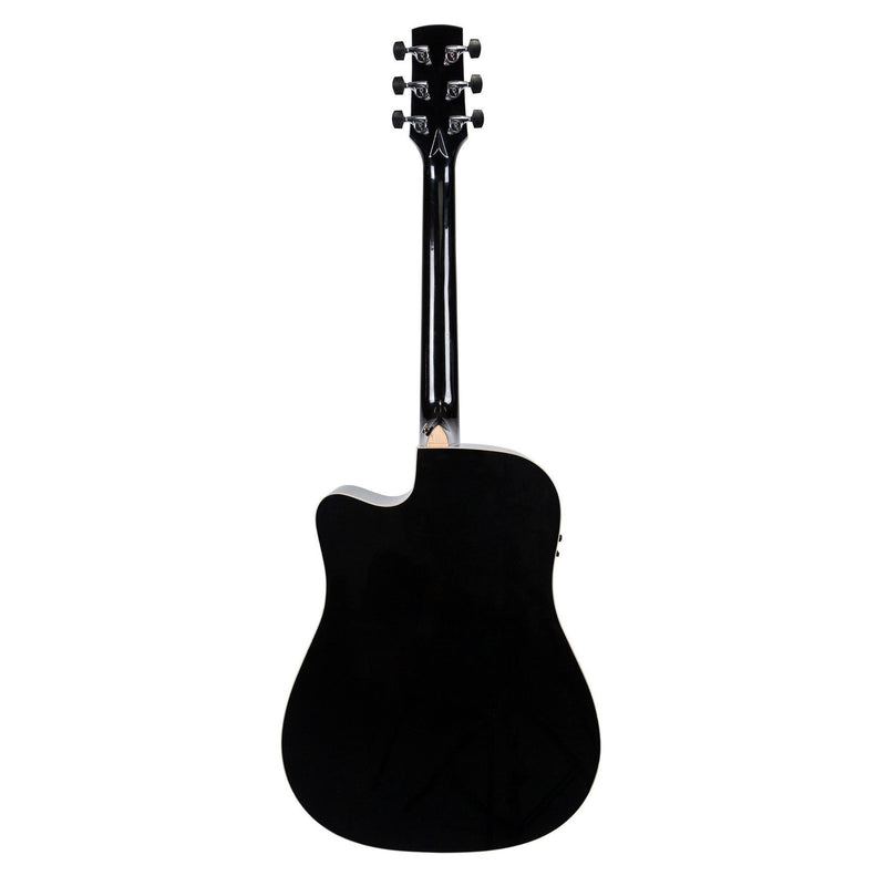 Timberidge '1 Series' Spruce Solid Top Acoustic-Electric Dreadnought Cutaway Guitar (Black Gloss)-TRC-1-BLK