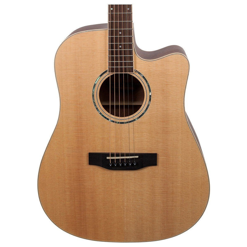 Timberidge '1 Series' Spruce Solid Top Acoustic-Electric Dreadnought Cutaway Guitar (Natural Satin)-TRC-1-NST