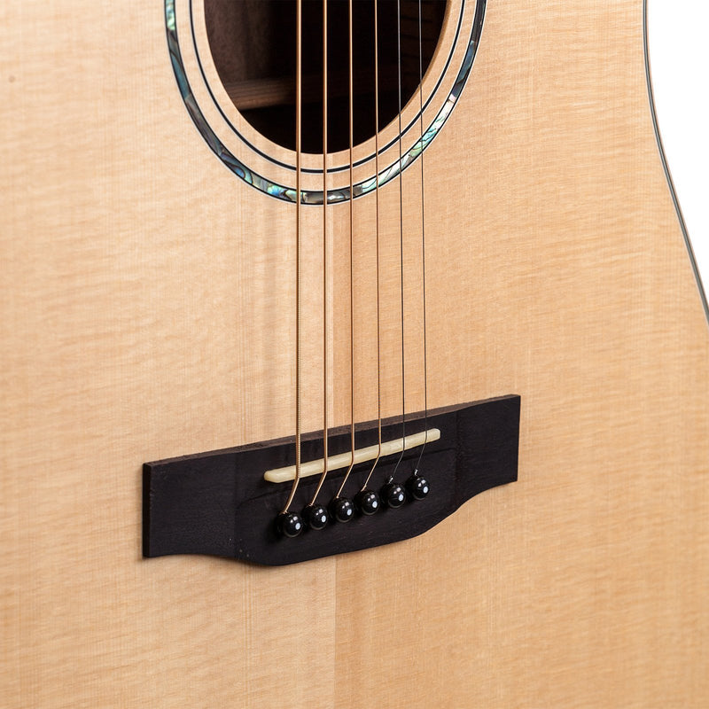 Timberidge '1 Series' Spruce Solid Top Acoustic-Electric Dreadnought Cutaway Guitar (Natural Satin)-TRC-1-NST