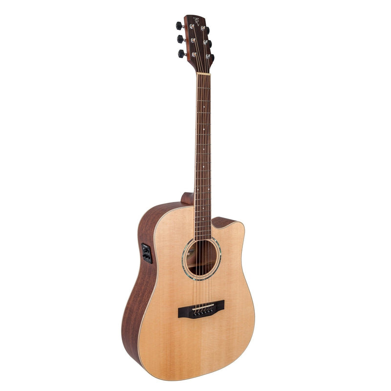 Timberidge '1 Series' Spruce Solid Top Acoustic-Electric Dreadnought Cutaway Guitar (Natural Satin)-TRC-1-NST