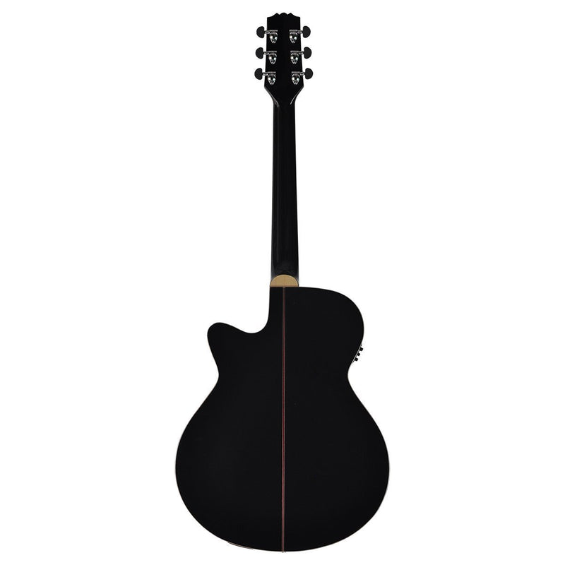 Timberidge '1 Series' Spruce Solid Top Acoustic-Electric Small Body Cutaway Guitar (Black Gloss)-TRFC-1-BLK