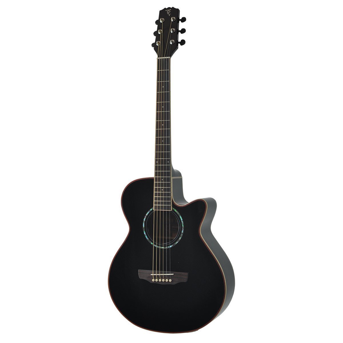 Timberidge 1 Series Spruce Solid Top Acoustic Electric Small Body Cutaway Guitar Black Gloss