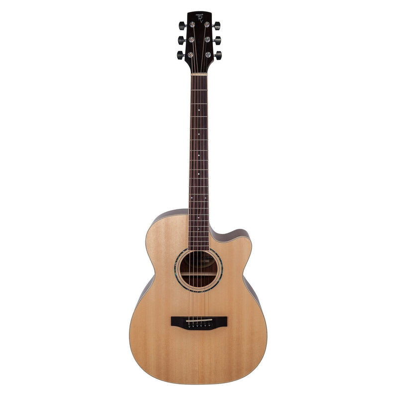 Timberidge '1 Series' Spruce Solid Top Acoustic-Electric Small Body Cutaway Guitar (Natural Gloss)-TRFC-1-NGL