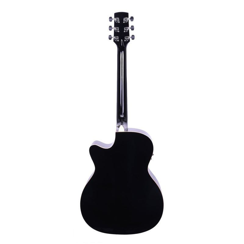 Timberidge '1 Series' Spruce Solid Top Acoustic-Electric Small Body Cutaway Guitar with 'Tree of Life' Inlay (Black Gloss)-TRFC-1T-BLK