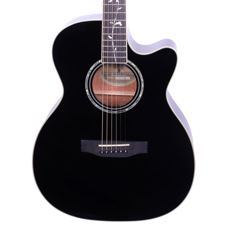 Timberidge '1 Series' Spruce Solid Top Acoustic-Electric Small Body Cutaway Guitar with 'Tree of Life' Inlay (Black Gloss)-TRFC-1T-BLK