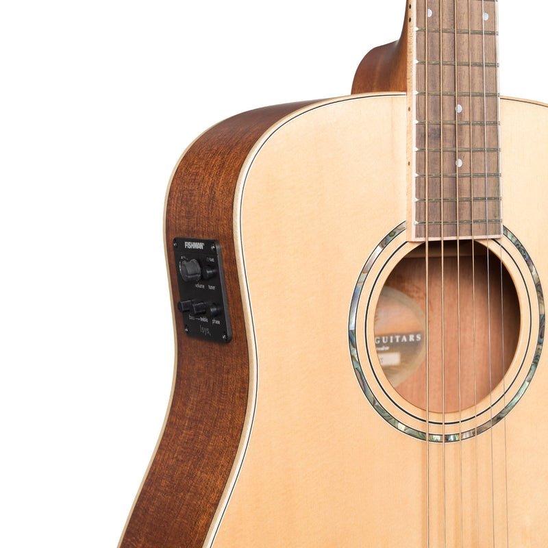 Timberidge '1 Series' Spruce Solid Top Acoustic-Electric Traveller Mini Guitar (Natural Satin)-TRM-1-NST