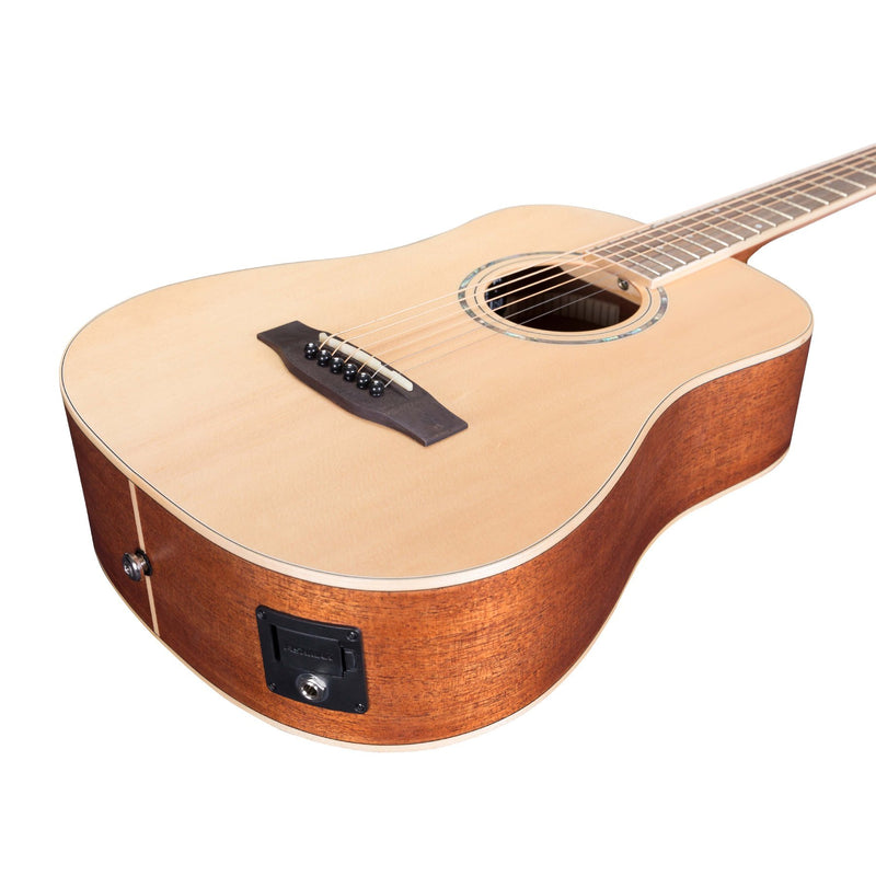 Timberidge '1 Series' Spruce Solid Top Acoustic-Electric Traveller Mini Guitar (Natural Satin)-TRM-1-NST