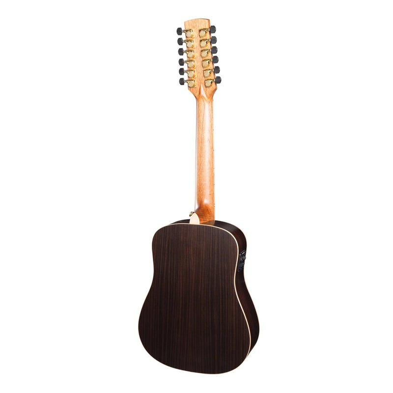 Timberidge '3 Series' 12-String Spruce Solid Top Acoustic-Electric Traveller Mini Guitar (Natural Satin)-TRM-312-NST