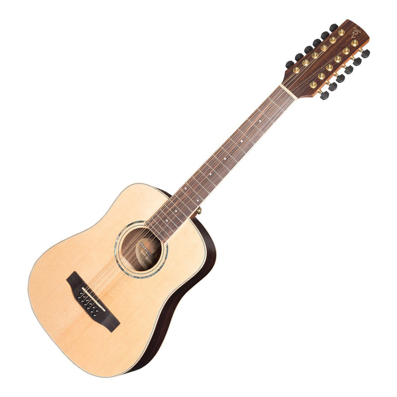 Timberidge '3 Series' 12-String Spruce Solid Top Acoustic-Electric Traveller Mini Guitar (Natural Satin)-TRM-312-NST