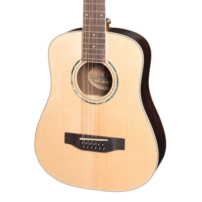 Timberidge '3 Series' 12-String Spruce Solid Top Acoustic-Electric Traveller Mini Guitar (Natural Satin)-TRM-312-NST