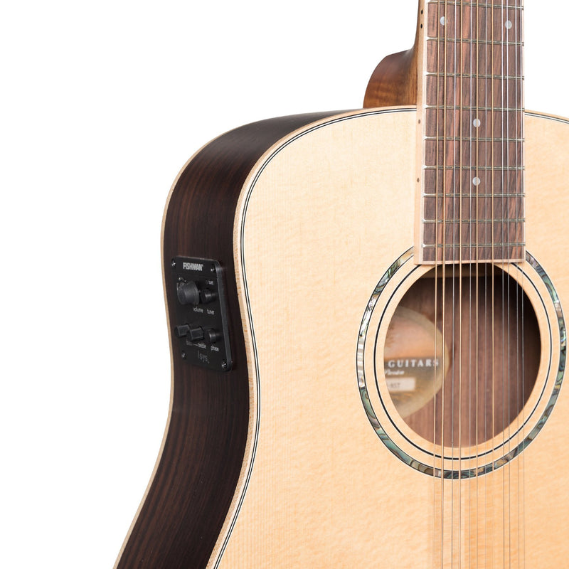 Timberidge '3 Series' 12-String Spruce Solid Top Acoustic-Electric Traveller Mini Guitar (Natural Satin)-TRM-312-NST