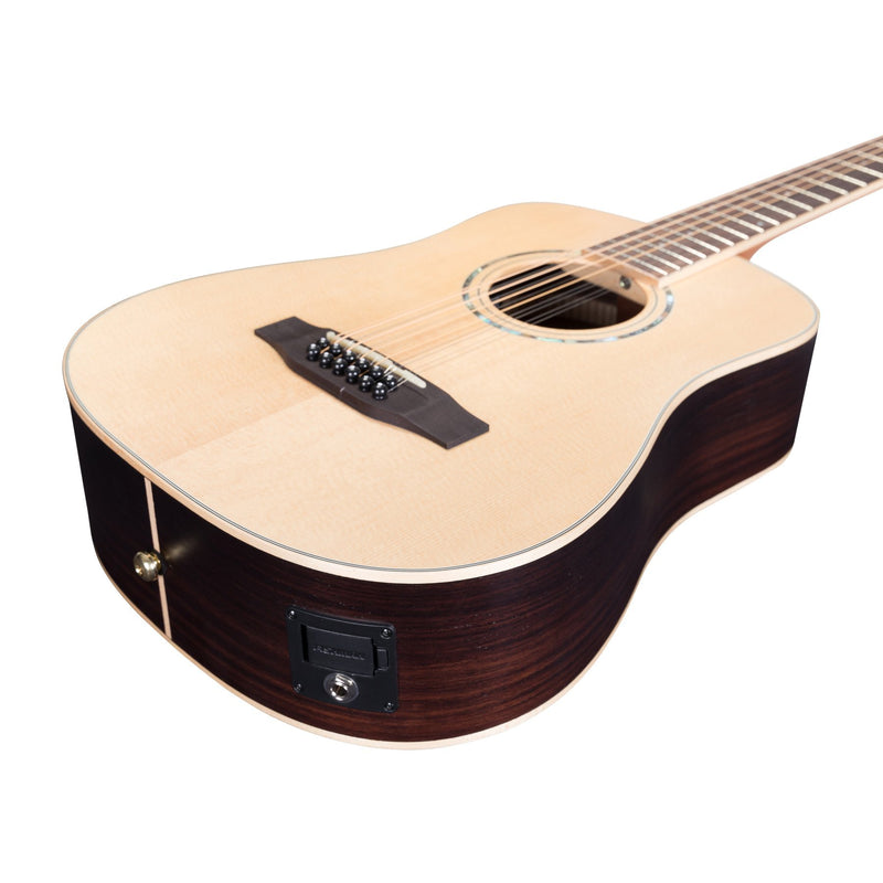 Timberidge '3 Series' 12-String Spruce Solid Top Acoustic-Electric Traveller Mini Guitar (Natural Satin)-TRM-312-NST