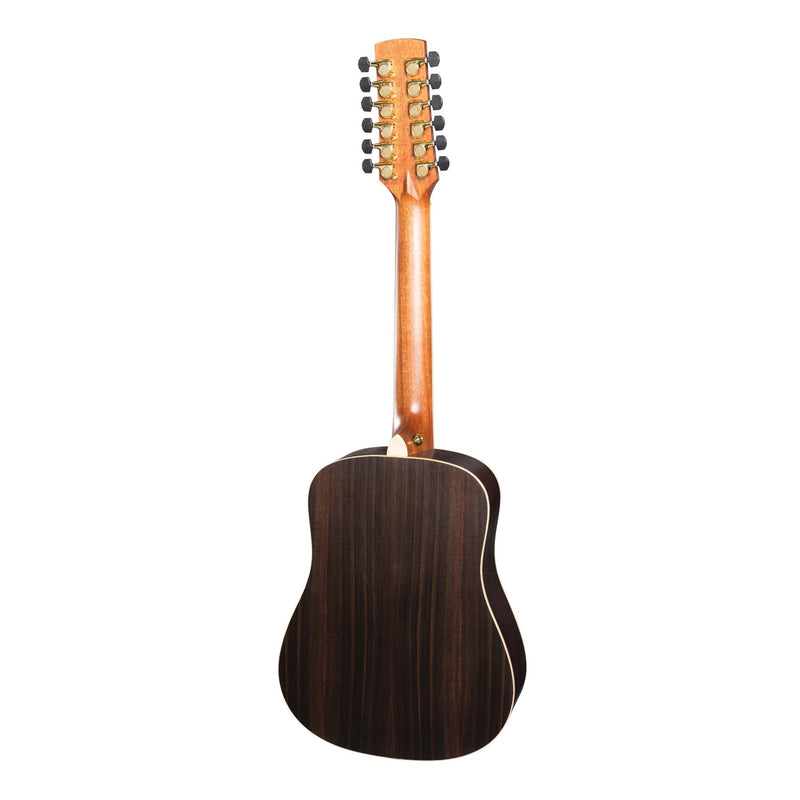 Timberidge '3 Series' Left Handed 12-String Spruce Solid Top Acoustic-Electric Traveller Mini Guitar (Natural Satin)-TRM-312L-NST