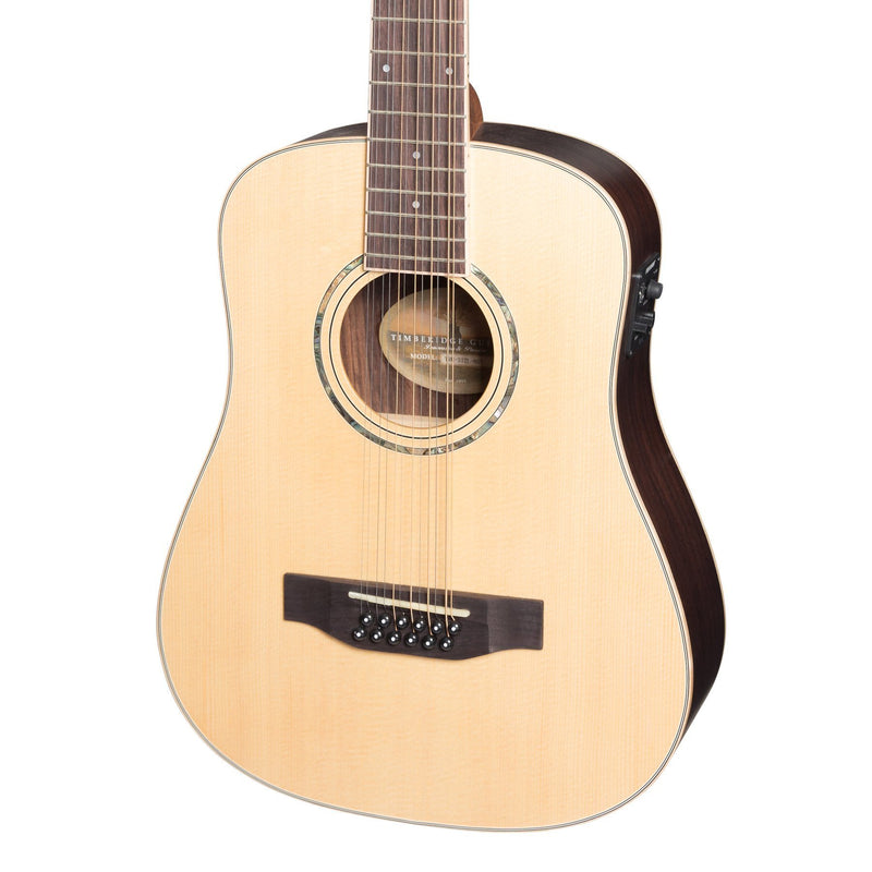 Timberidge '3 Series' Left Handed 12-String Spruce Solid Top Acoustic-Electric Traveller Mini Guitar (Natural Satin)-TRM-312L-NST