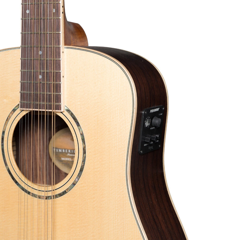 Timberidge '3 Series' Left Handed 12-String Spruce Solid Top Acoustic-Electric Traveller Mini Guitar (Natural Satin)-TRM-312L-NST
