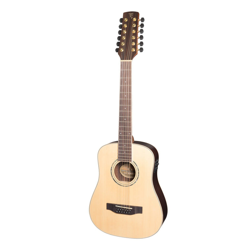 Timberidge '3 Series' Left Handed 12-String Spruce Solid Top Acoustic-Electric Traveller Mini Guitar (Natural Satin)-TRM-312L-NST