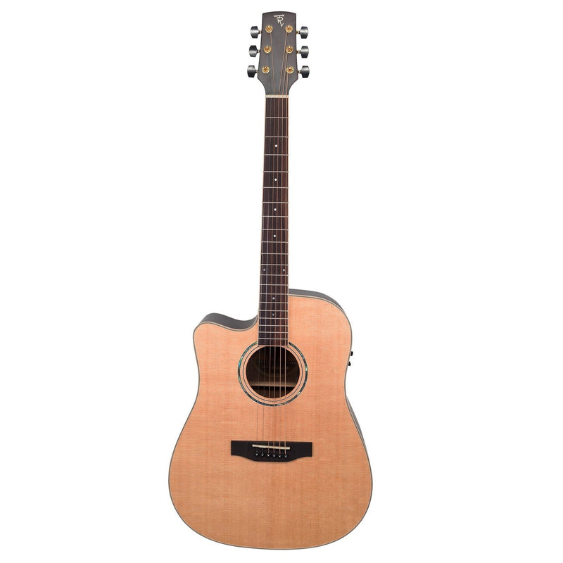 Timberidge '3 Series' Left Handed Spruce Solid Top Acoustic-Electric Dreadnought Cutaway Guitar (Natural Satin)-TRC-3L-NST