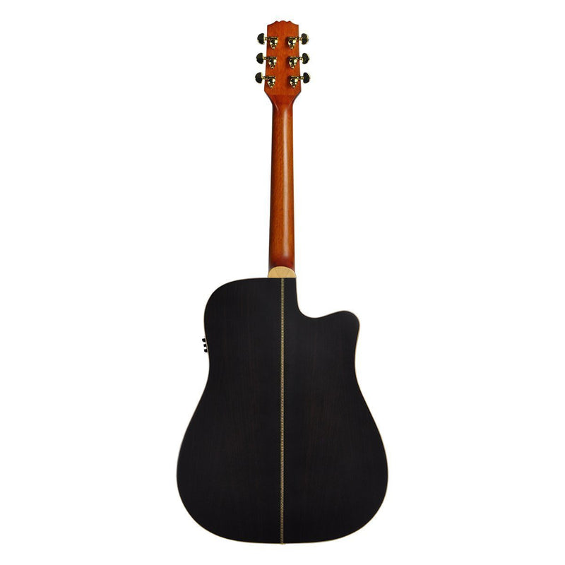 Timberidge '3 Series' Left Handed Spruce Solid Top Acoustic-Electric Dreadnought Cutaway Guitar with 'Tree of Life' Inlay (Natural Satin)-TRC-3TL-NST