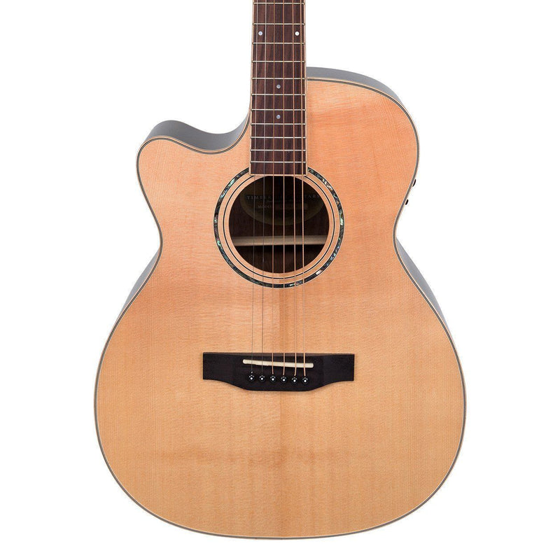 Timberidge '3 Series' Left Handed Spruce Solid Top Acoustic-Electric Small Body Cutaway Guitar (Natural Gloss)-TRFC-3L-NGL