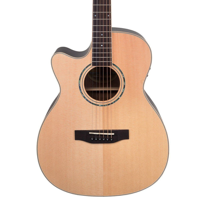 Timberidge '3 Series' Left Handed Spruce Solid Top Acoustic-Electric Small Body Cutaway Guitar (Natural Satin)-TRFC-3L-NST