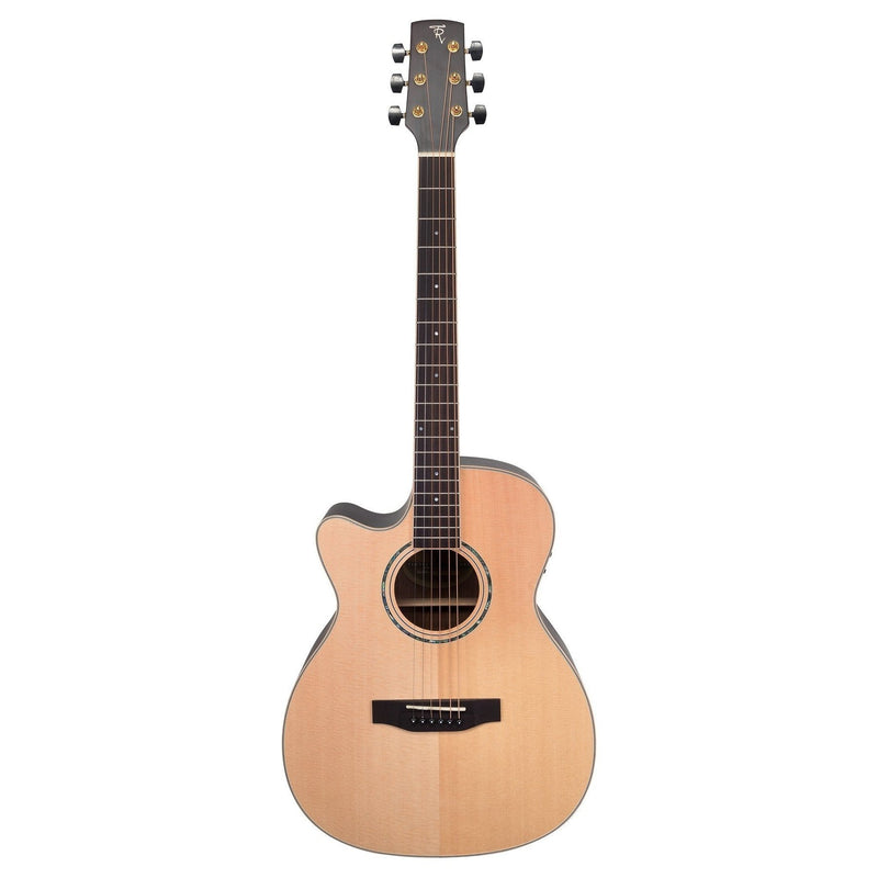 Timberidge '3 Series' Left Handed Spruce Solid Top Acoustic-Electric Small Body Cutaway Guitar (Natural Satin)-TRFC-3L-NST
