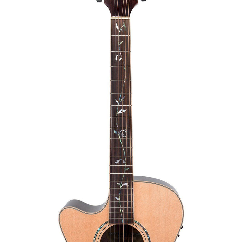 Timberidge '3 Series' Left Handed Spruce Solid Top Acoustic-Electric Small-Body Cutaway Guitar with 'Tree of Life' Inlay (Natural Gloss)-TRFC-3TL-NGL