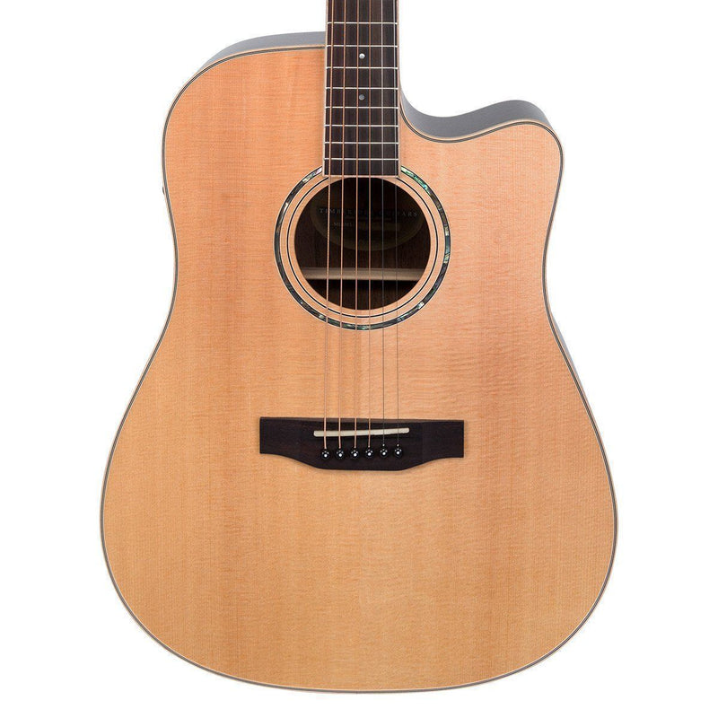 Timberidge '3 Series' Spruce Solid Top Acoustic-Electric Dreadnought Cutaway Guitar (Natural Gloss)-TRC-3-NGL