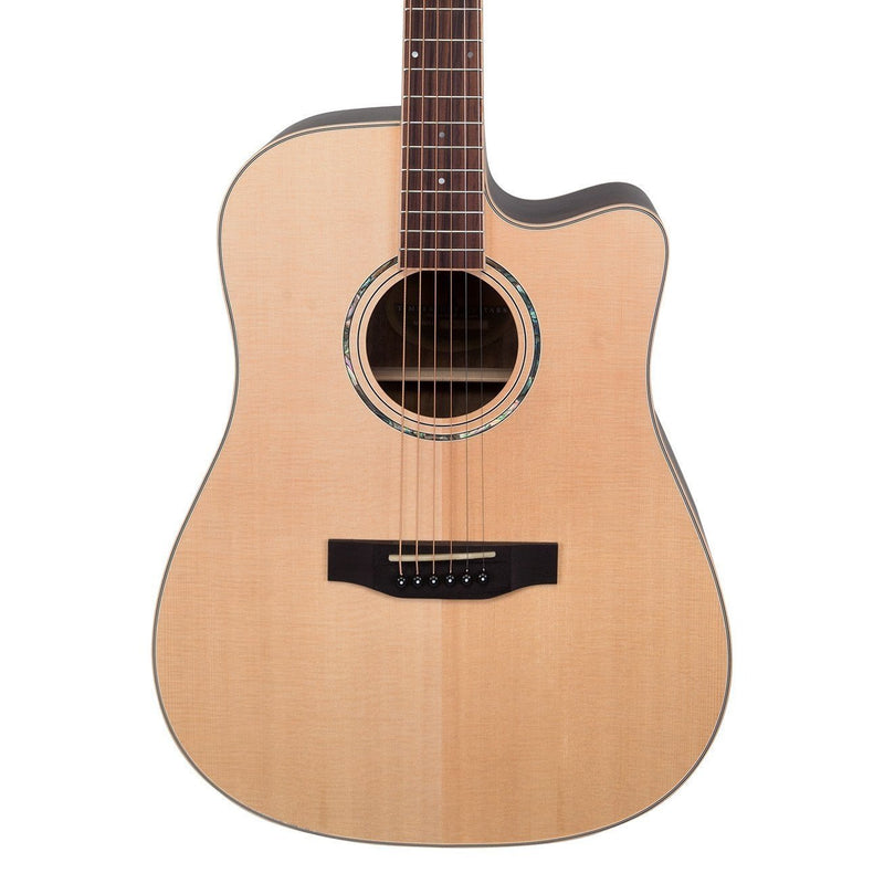 Timberidge '3 Series' Spruce Solid Top Acoustic-Electric Dreadnought Cutaway Guitar (Natural Satin)-TRC-3-NST