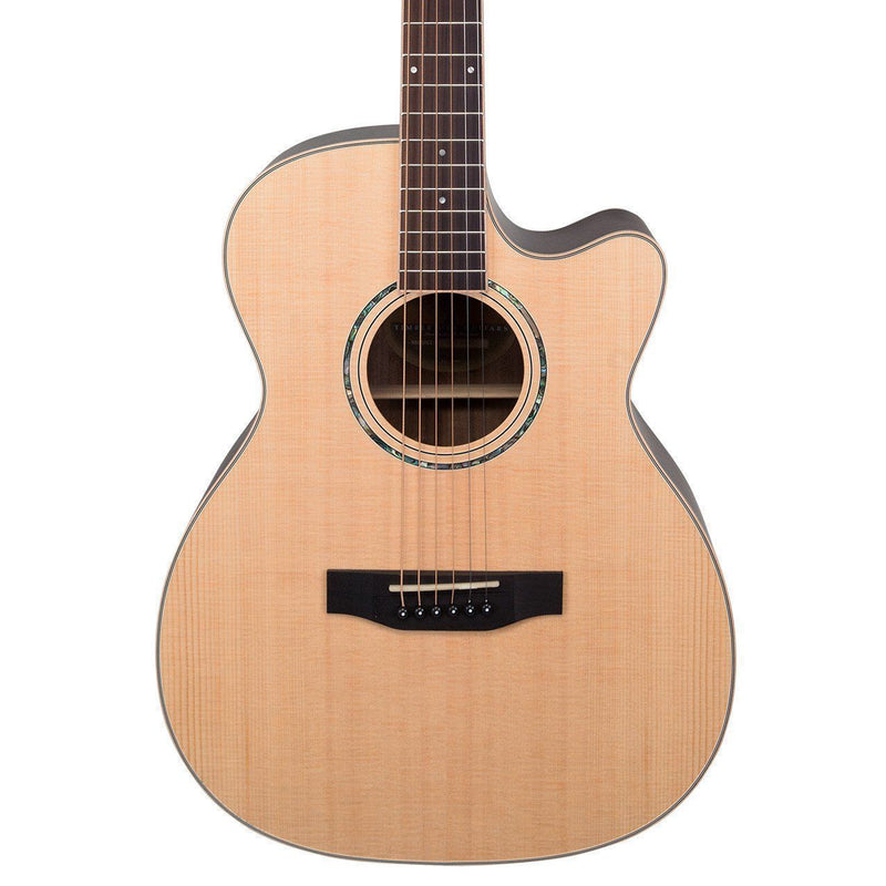 Timberidge '3 Series' Spruce Solid Top Acoustic-Electric Small Body Cutaway Guitar (Natural Satin)-TRFC-3-NST