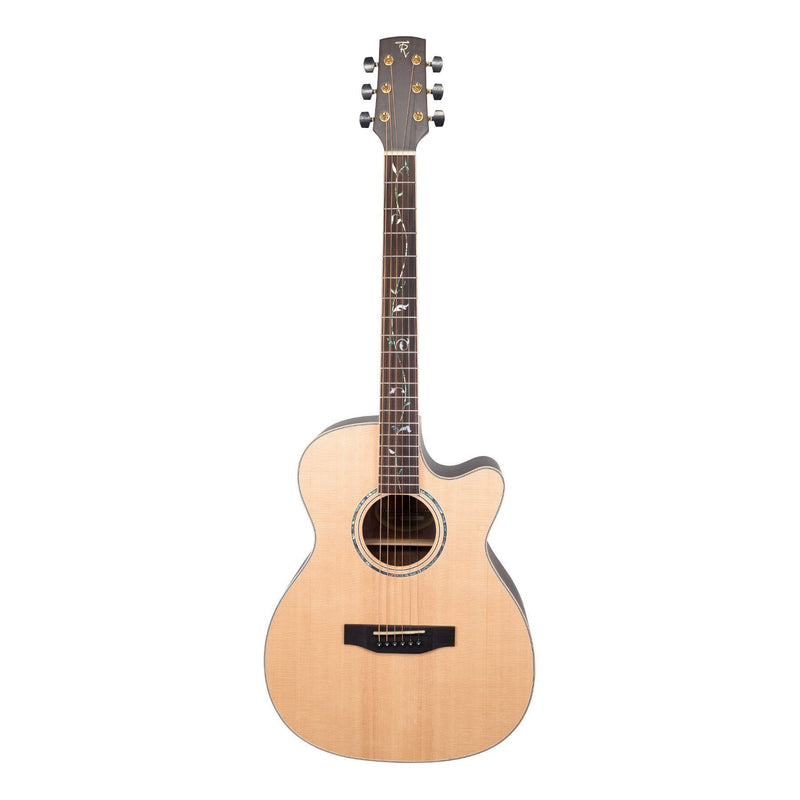 Timberidge '3 Series' Spruce Solid Top Acoustic-Electric Small Body Cutaway Guitar with 'Tree of Life' Inlay (Natural Satin)-TRFC-3T-NST