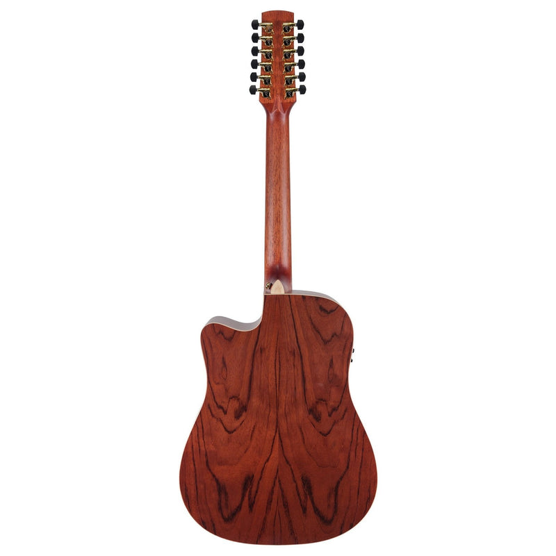 Timberidge '4 Series' 12-String Cedar Solid Top Acoustic-Electric Dreadnought Cutaway Guitar (Natural Satin)-TRC-412-NST