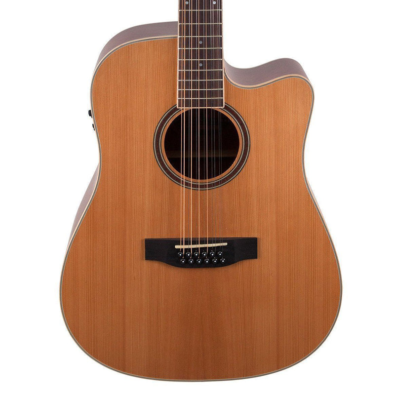 Timberidge '4 Series' 12-String Cedar Solid Top Acoustic-Electric Dreadnought Cutaway Guitar (Natural Satin)-TRC-412-NST