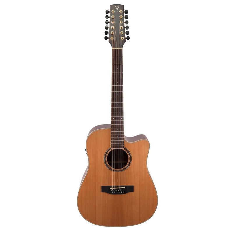 Timberidge '4 Series' 12-String Cedar Solid Top Acoustic-Electric Dreadnought Cutaway Guitar (Natural Satin)-TRC-412-NST