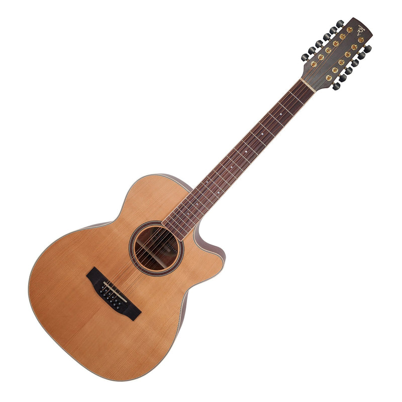 Timberidge '4 Series' 12-String Cedar Solid Top Acoustic-Electric Small Body Cutaway Guitar (Natural Satin)-TRFC-412-NST