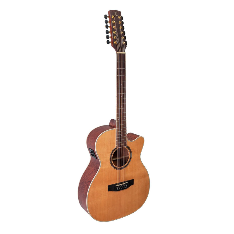 Timberidge '4 Series' 12-String Cedar Solid Top Acoustic-Electric Small Body Cutaway Guitar (Natural Satin)-TRFC-412-NST