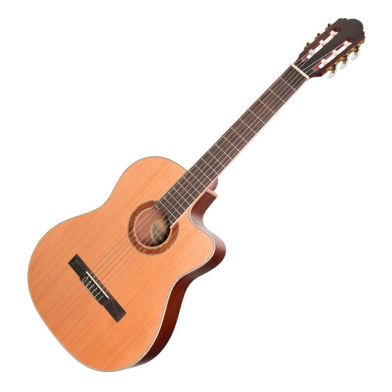 Timberidge '4 Series' Cedar Solid Top Acoustic-Electric Classical Cutaway Guitar (Natural Satin)-TRCC-4-NST