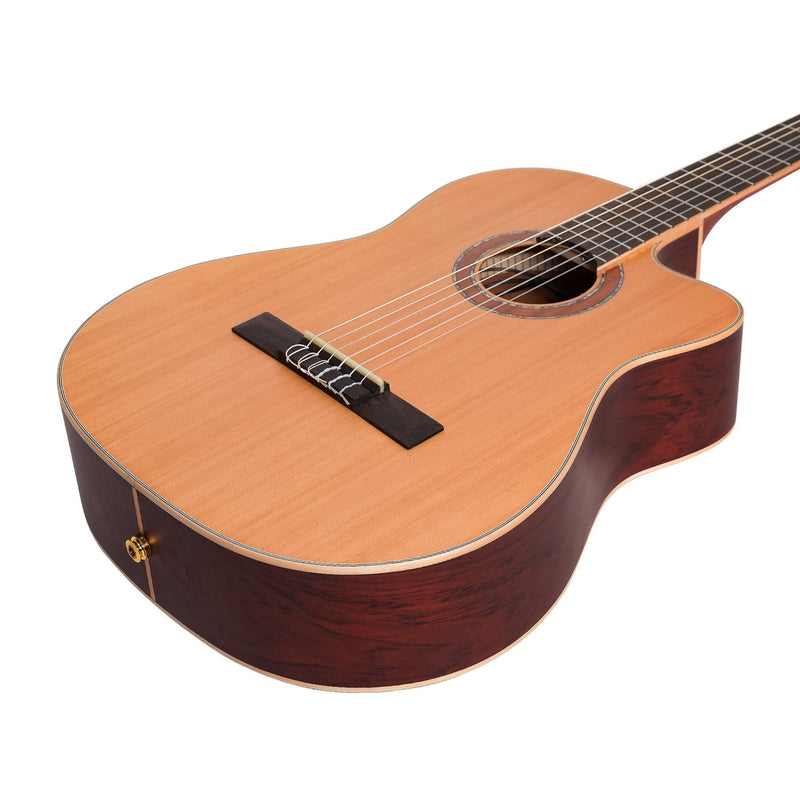 Timberidge '4 Series' Cedar Solid Top Acoustic-Electric Classical Cutaway Guitar (Natural Satin)-TRCC-4-NST