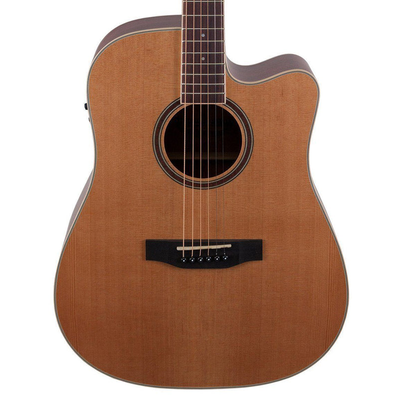 Timberidge '4 Series' Cedar Solid Top Acoustic-Electric Dreadnought Cutaway Guitar (Natural Satin)-TRC-4-NST