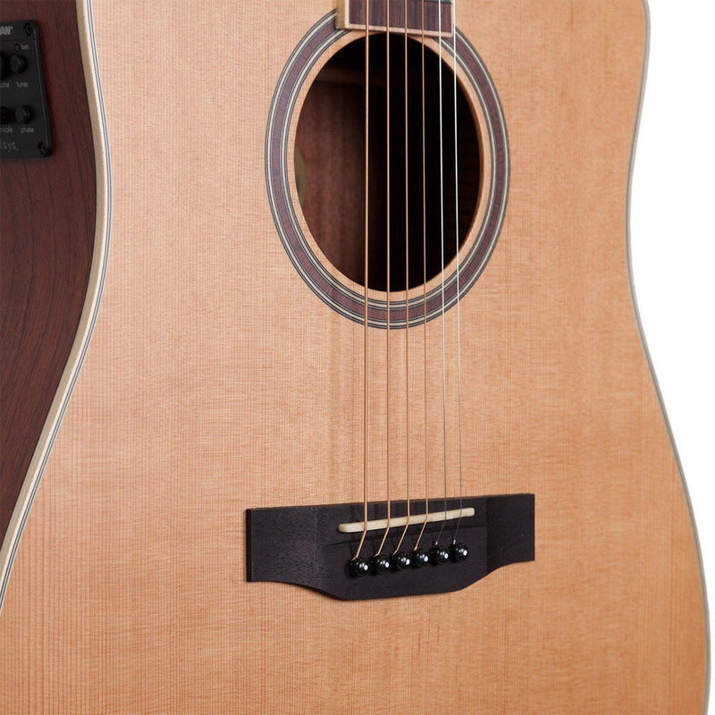 Timberidge '4 Series' Cedar Solid Top Acoustic-Electric Dreadnought Cutaway Guitar (Natural Satin)-TRC-4-NST