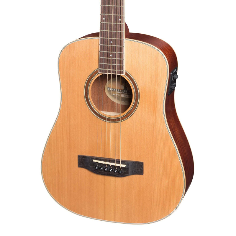 Timberidge '4 Series' Left Handed Cedar Solid Top Acoustic-Electric Traveller Mini Guitar (Natural Satin)-TRM-4L-NST