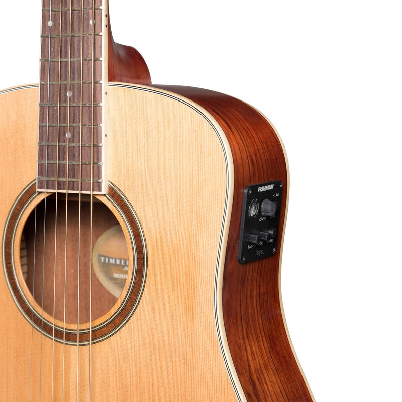 Timberidge '4 Series' Left Handed Cedar Solid Top Acoustic-Electric Traveller Mini Guitar (Natural Satin)-TRM-4L-NST