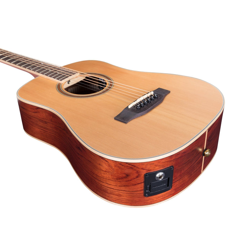 Timberidge '4 Series' Left Handed Cedar Solid Top Acoustic-Electric Traveller Mini Guitar (Natural Satin)-TRM-4L-NST