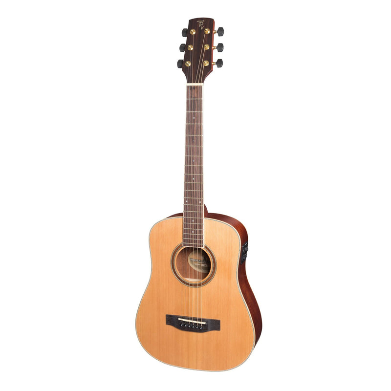 Timberidge '4 Series' Left Handed Cedar Solid Top Acoustic-Electric Traveller Mini Guitar (Natural Satin)-TRM-4L-NST