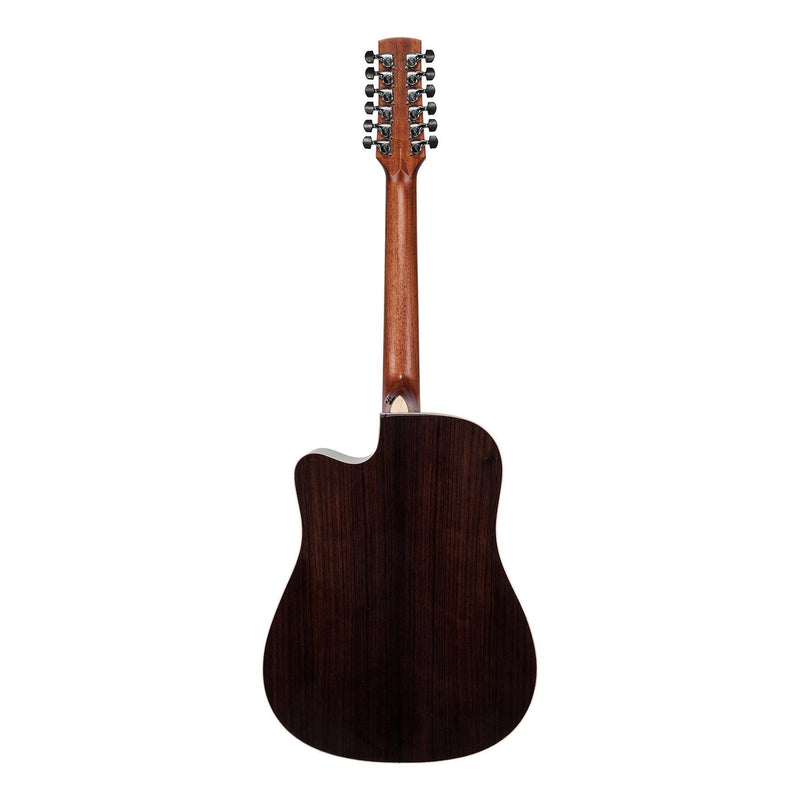 Timberidge '9 Series' 12-String Spruce Solid Top and Rosewood Solid Back & Sides Acoustic-Electric Dreadnought Cutaway Guitar (Natural Gloss)-TRC-912-NGL