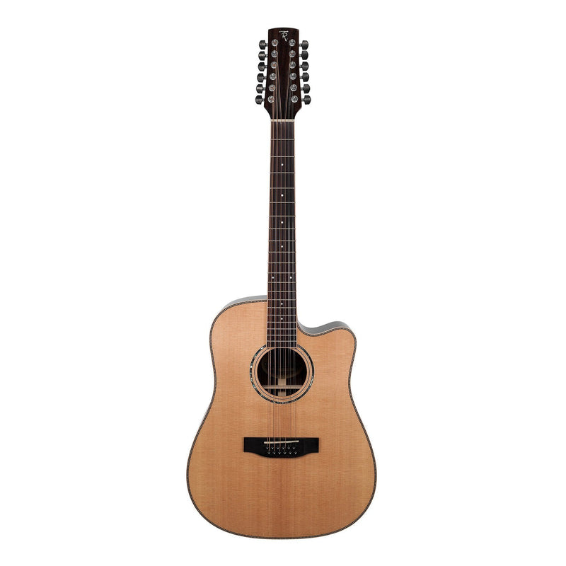 Timberidge '9 Series' 12-String Spruce Solid Top and Rosewood Solid Back & Sides Acoustic-Electric Dreadnought Cutaway Guitar (Natural Gloss)-TRC-912-NGL